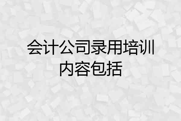 会计公司录用培训内容包括