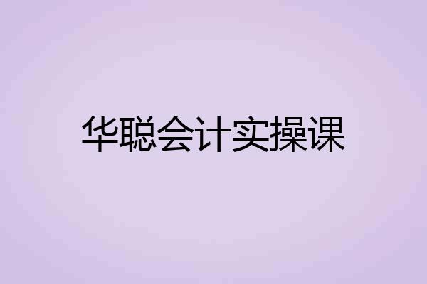 华聪会计实操课