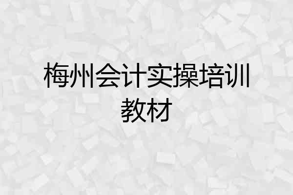 梅州会计实操培训教材