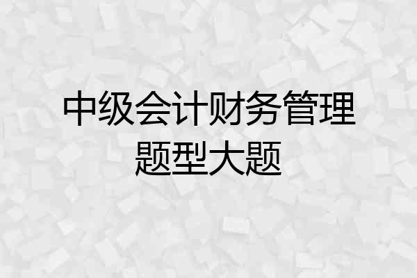 中级会计财务管理题型大题