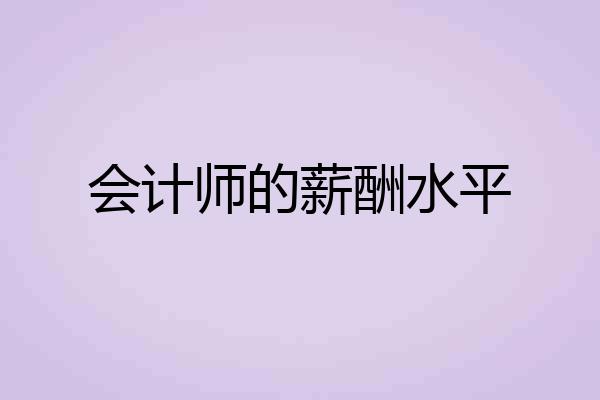 会计师的薪酬水平