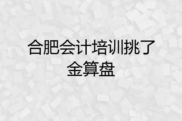 合肥会计培训挑了金算盘