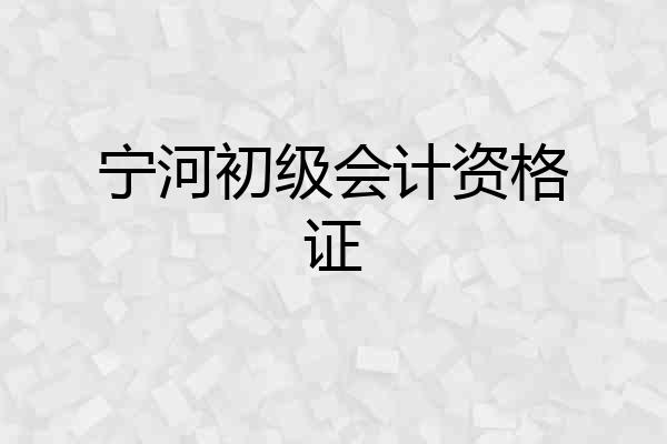 宁河初级会计资格证