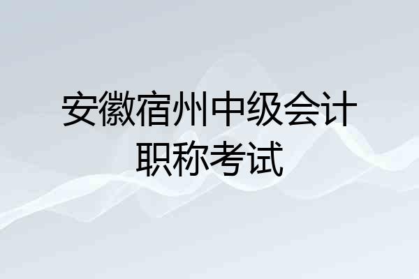 安徽宿州中级会计职称考试