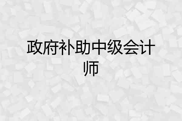政府补助中级会计师