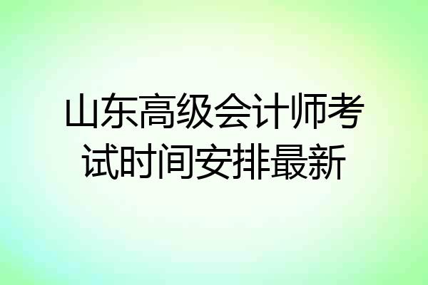 山东高级会计师考试时间安排最新
