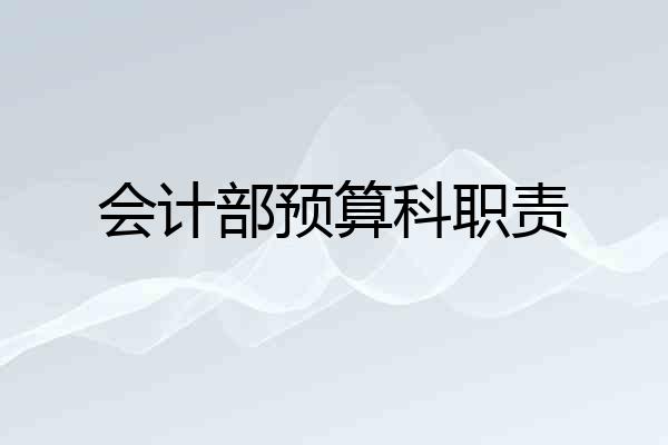会计部预算科职责