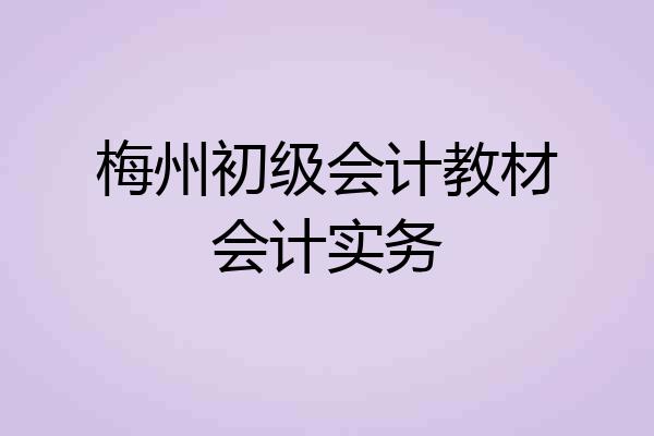 梅州初级会计教材会计实务
