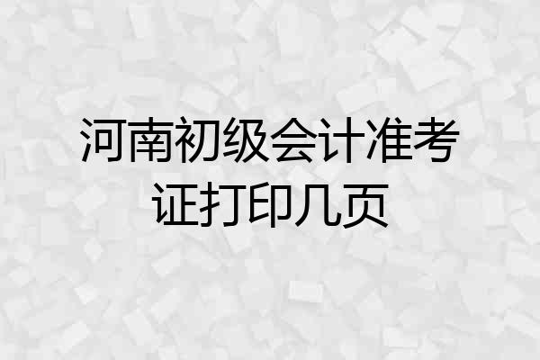 河南初级会计准考证打印几页