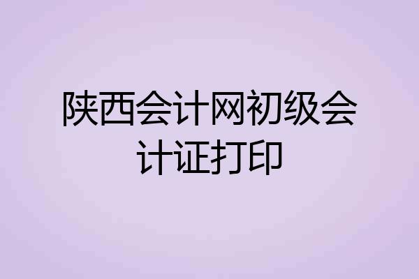 陕西会计网初级会计证打印