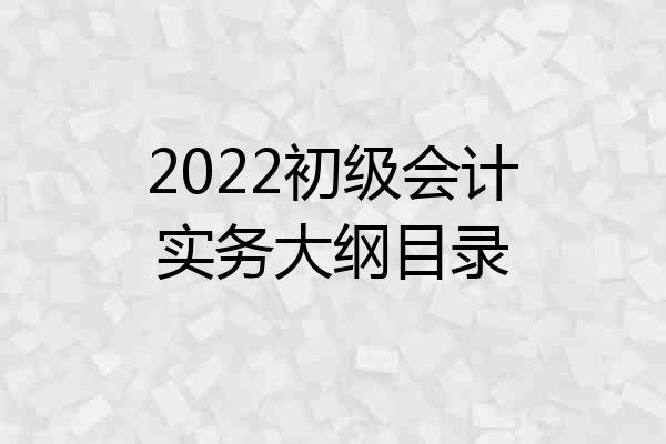2022初级会计实务大纲目录