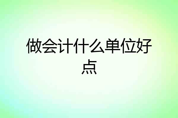做会计什么单位好点