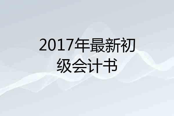 2017年最新初级会计书