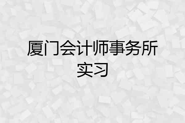 厦门会计师事务所实习