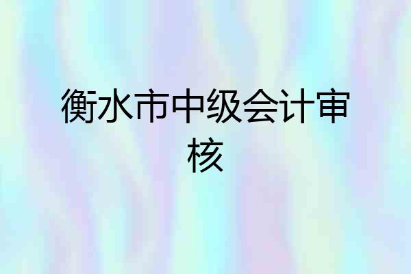 衡水市中级会计审核