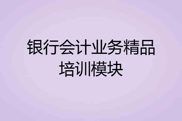 银行会计业务精品培训模块