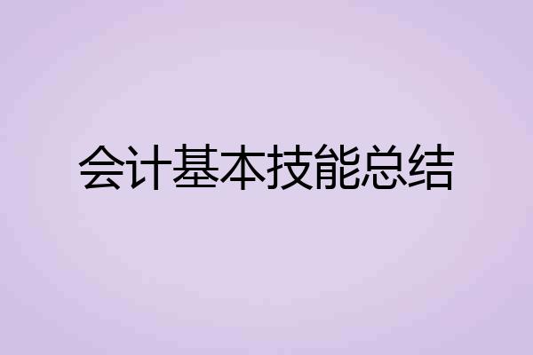 会计基本技能总结