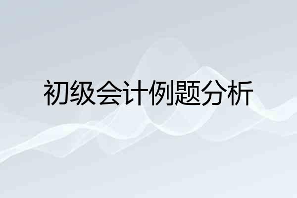 初级会计例题分析