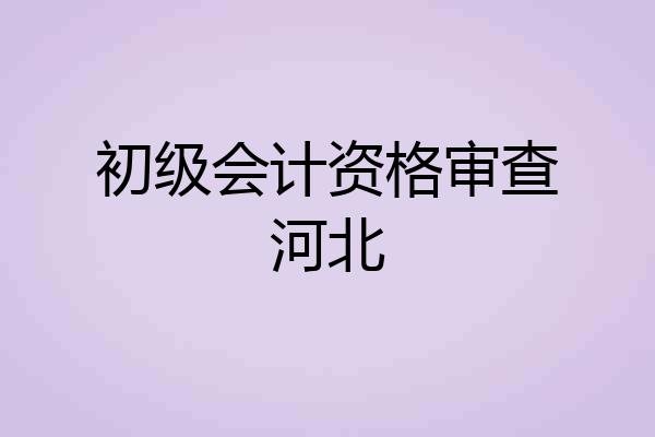 初级会计资格审查河北