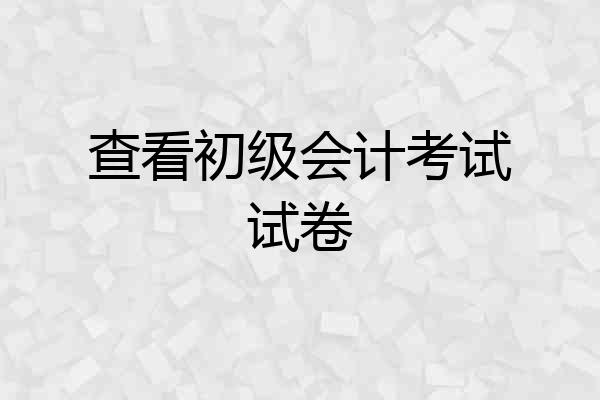 查看初级会计考试试卷