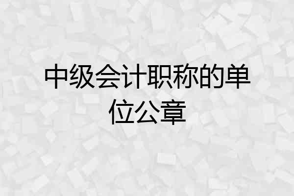 中级会计职称的单位公章