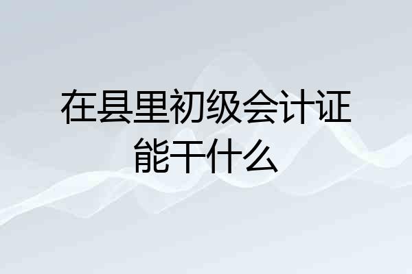 在县里初级会计证能干什么