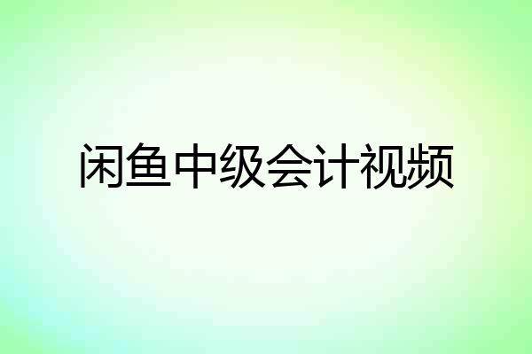 闲鱼中级会计视频