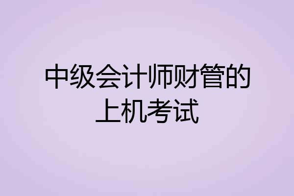 中级会计师财管的上机考试