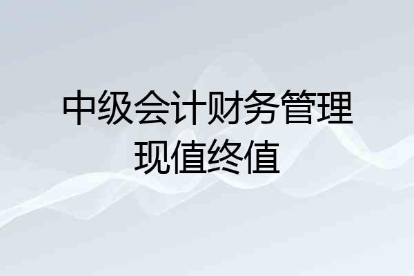 中级会计财务管理现值终值
