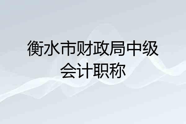 衡水市财政局中级会计职称