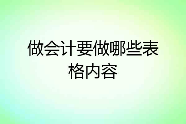 做会计要做哪些表格内容