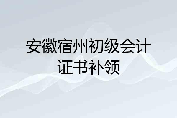 安徽宿州初级会计证书补领