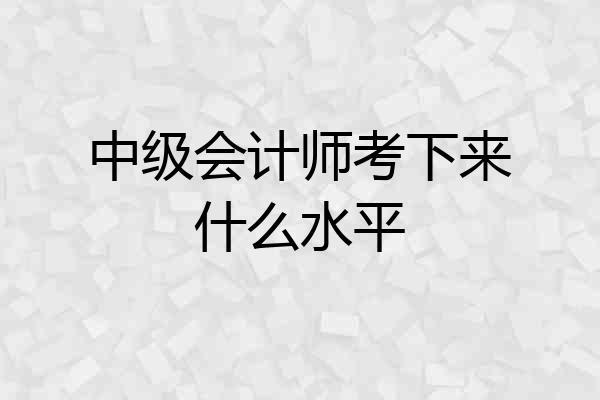 中级会计师考下来什么水平