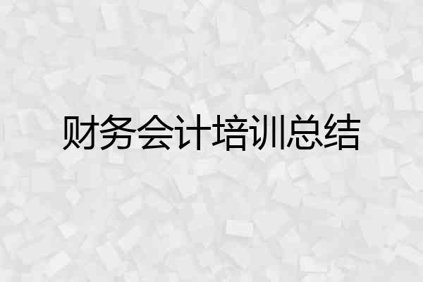 财务会计培训总结