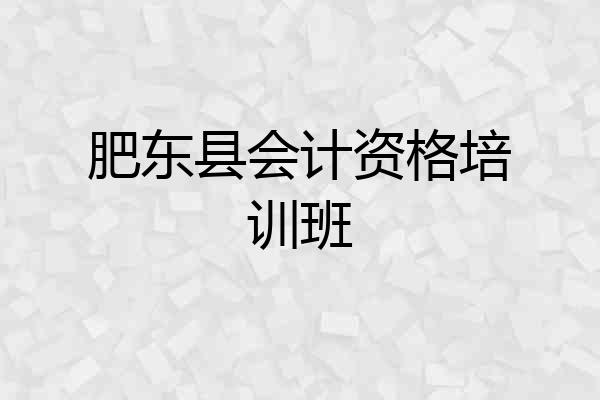 肥东县会计资格培训班