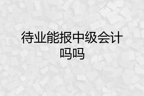待业能报中级会计吗吗