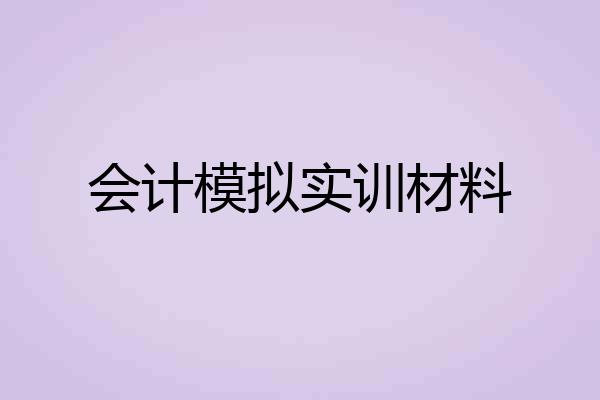会计模拟实训材料