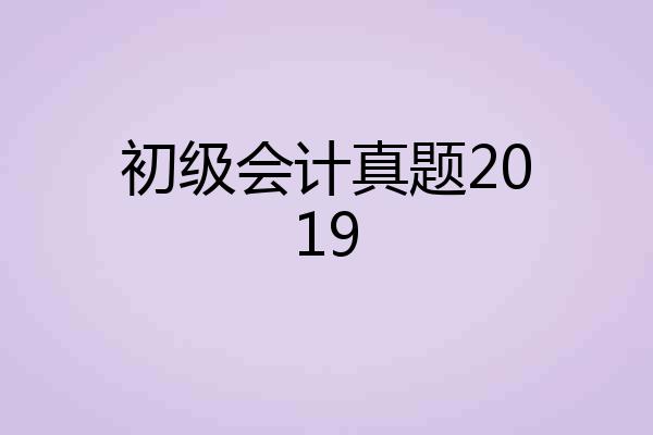 初级会计真题2019