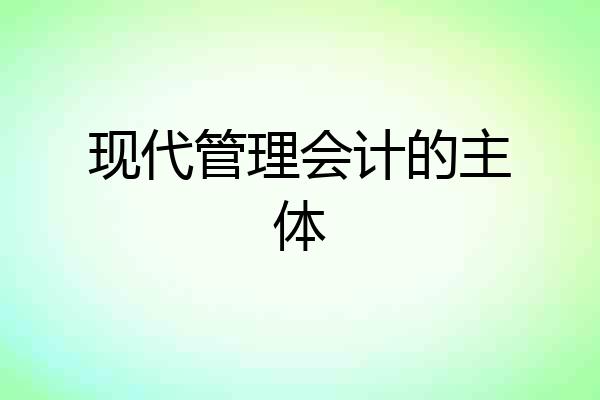 现代管理会计的主体