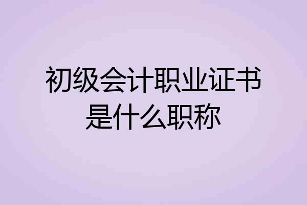初级会计职业证书是什么职称