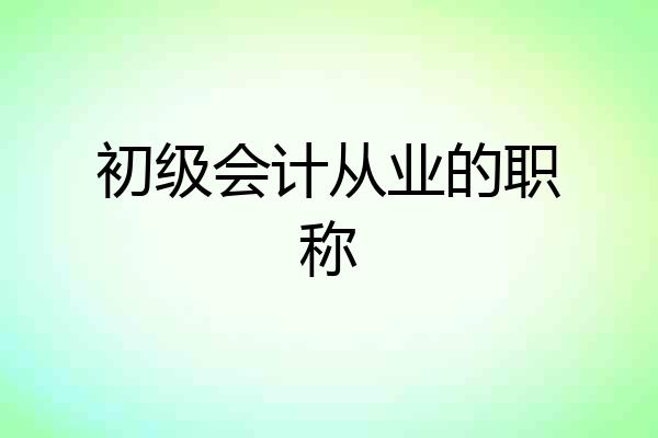 初级会计从业的职称