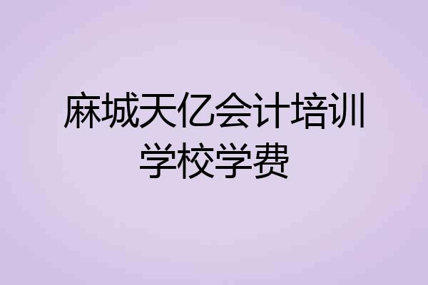 麻城天亿会计培训学校学费