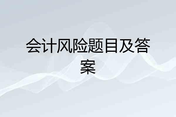 会计风险题目及答案