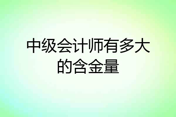 中级会计师有多大的含金量