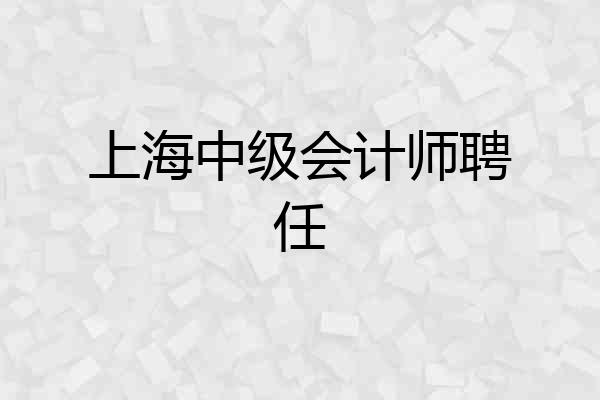 上海中级会计师聘任