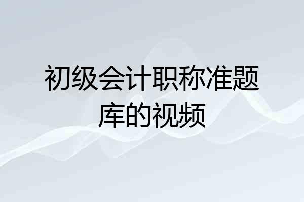 初级会计职称准题库的视频