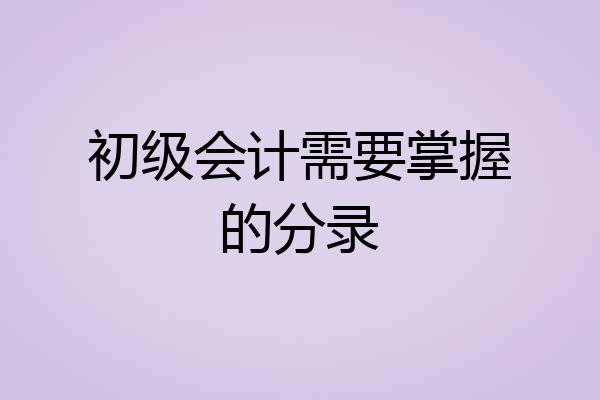 初级会计需要掌握的分录