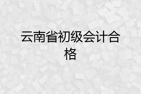 云南省初级会计合格