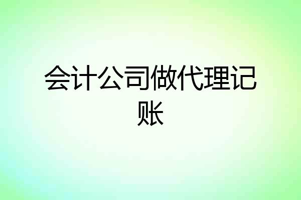 会计公司做代理记账
