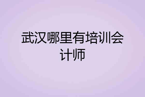 武汉哪里有培训会计师